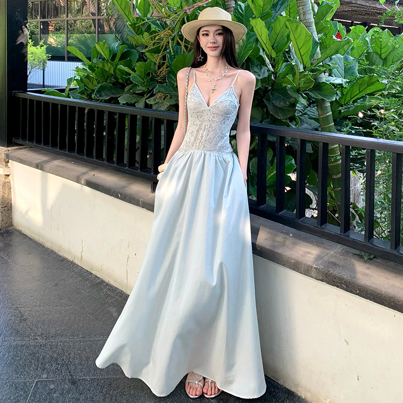Summer slim vacation long dress temperament lace dress