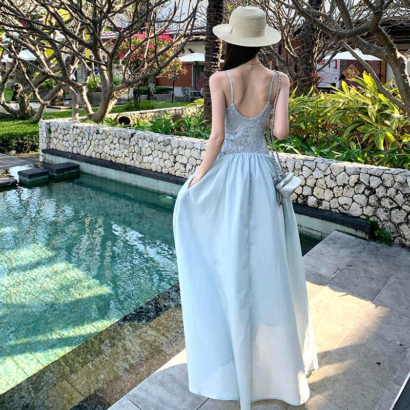 Summer slim vacation long dress temperament lace dress