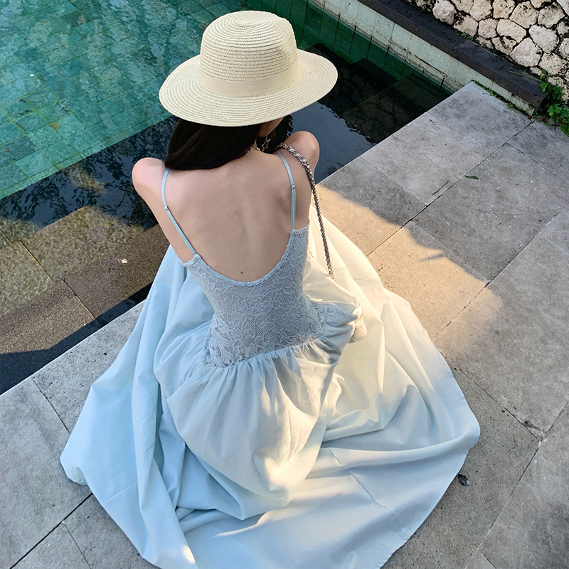 Summer slim vacation long dress temperament lace dress