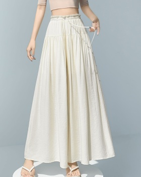 Summer loose wide leg pants fold culottes for women
