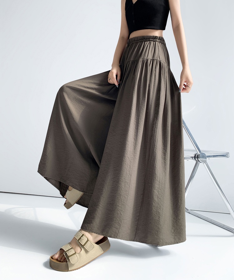 Summer loose wide leg pants fold culottes for women