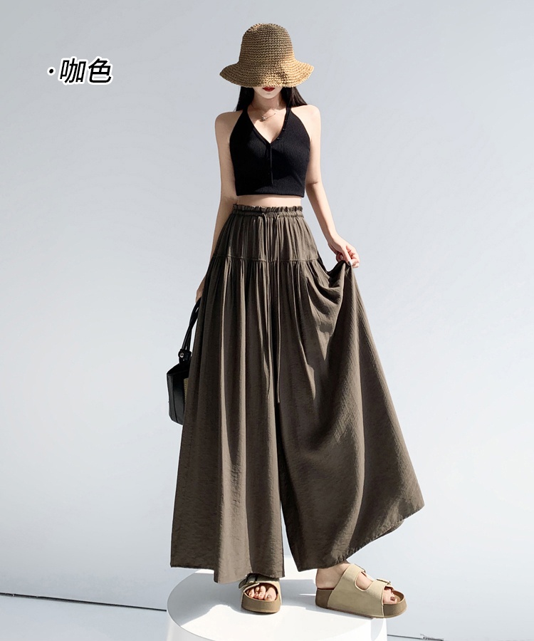 Summer loose wide leg pants fold culottes for women