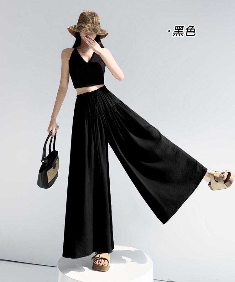 Summer loose wide leg pants fold culottes for women
