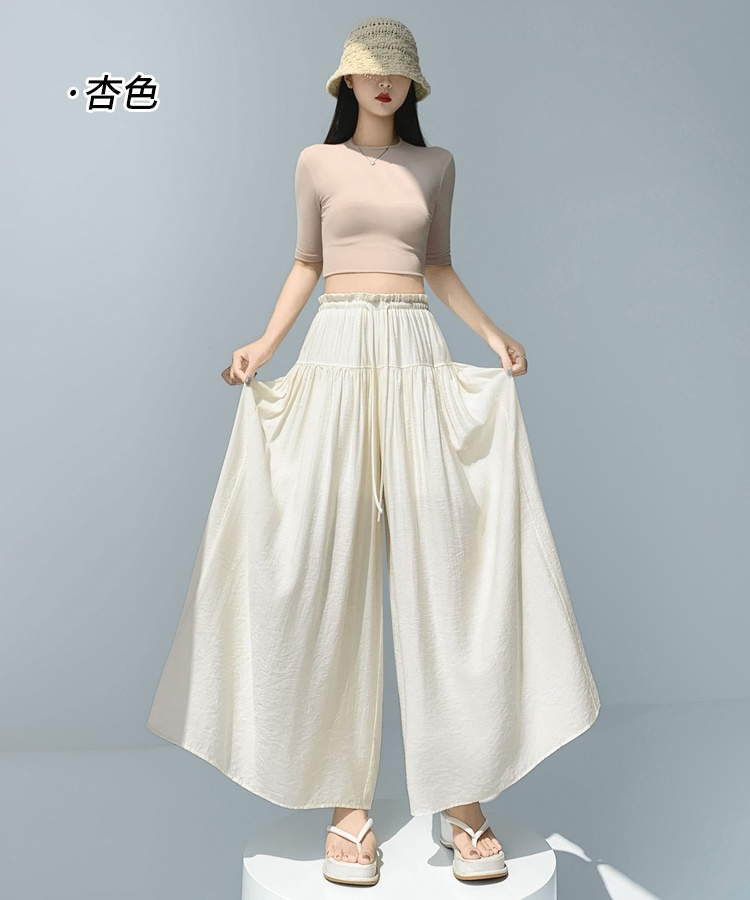 Summer loose wide leg pants fold culottes for women