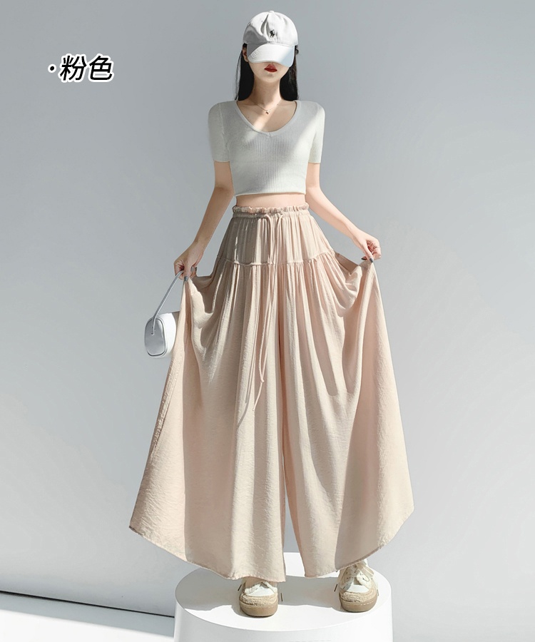 Summer loose wide leg pants fold culottes for women