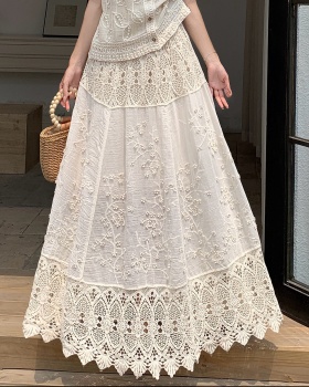 Lace crochet long skirt hollow big skirt skirt for women