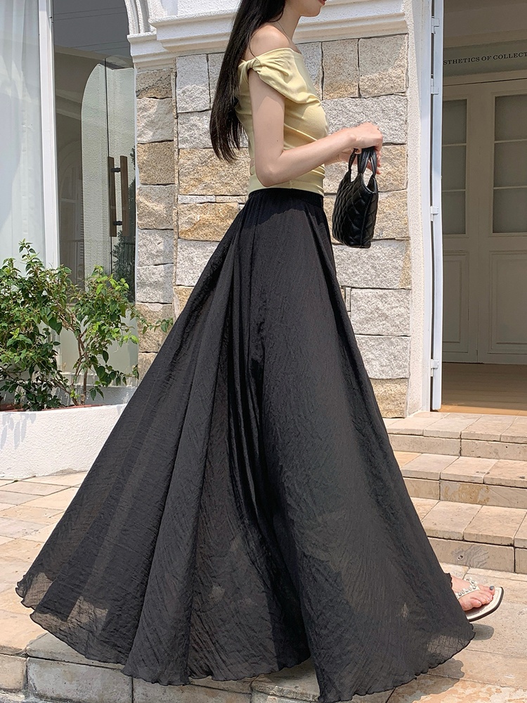 Slim long high waist pleated skirt for women