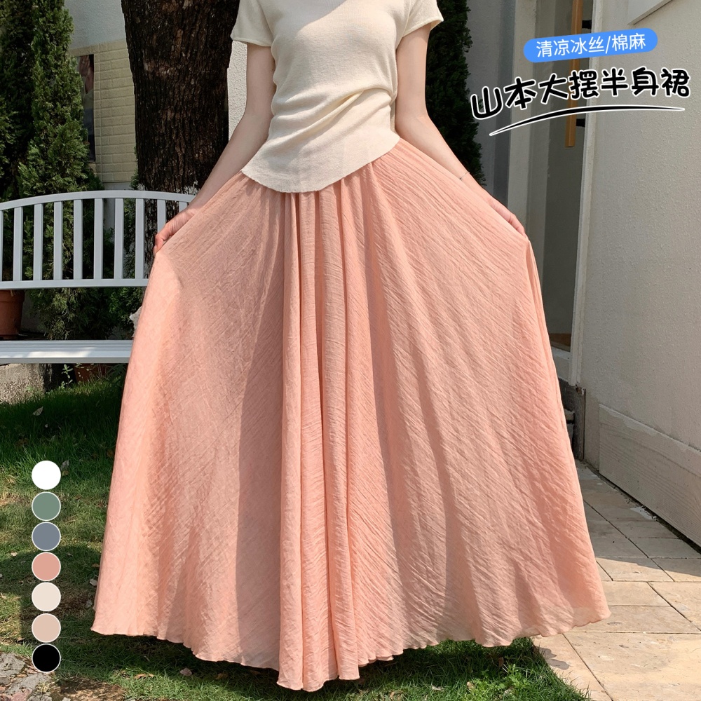 Slim long high waist pleated skirt for women