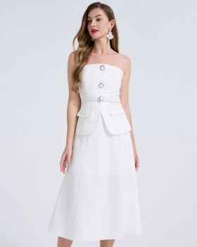 Wrapped chest skirt high waist tops 2pcs set