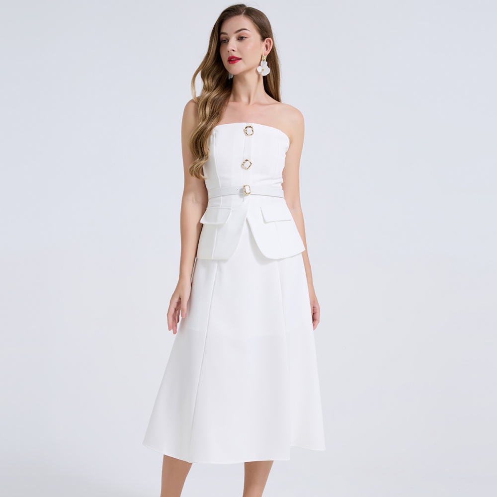 Wrapped chest skirt high waist tops 2pcs set