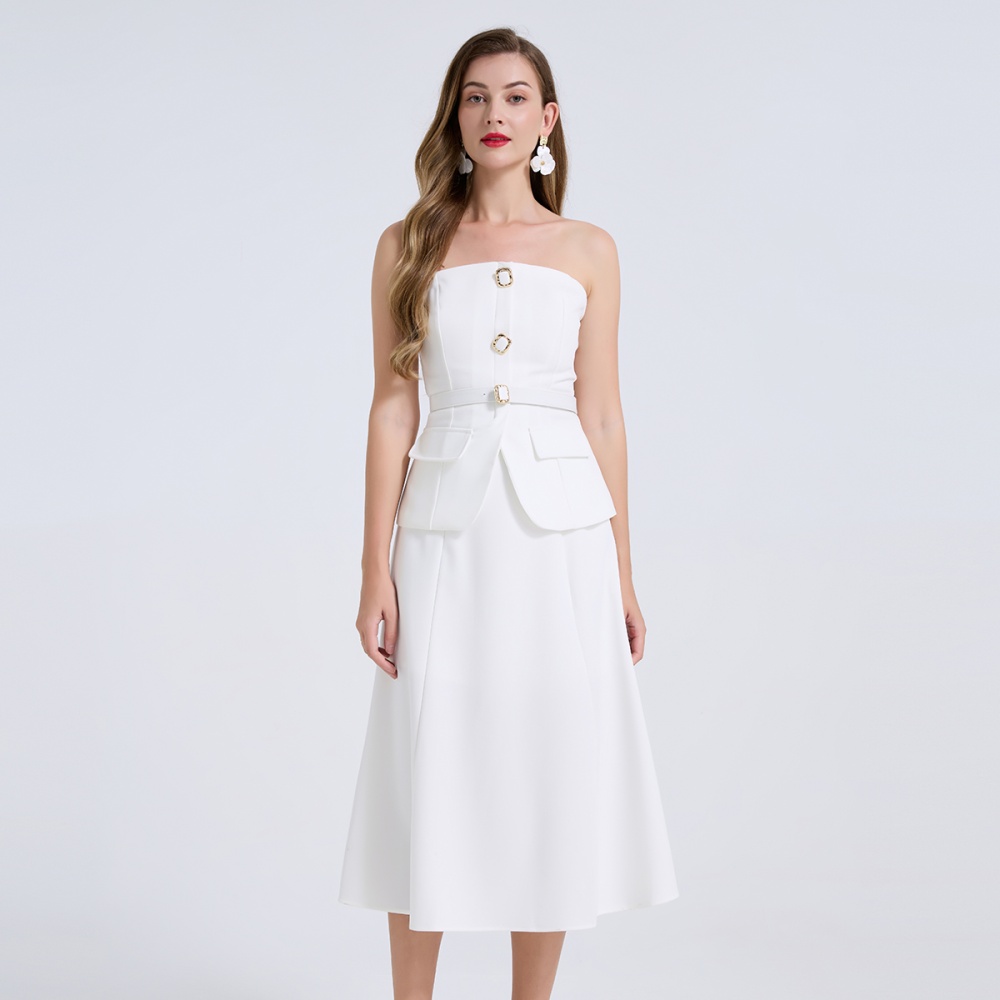 Wrapped chest skirt high waist tops 2pcs set