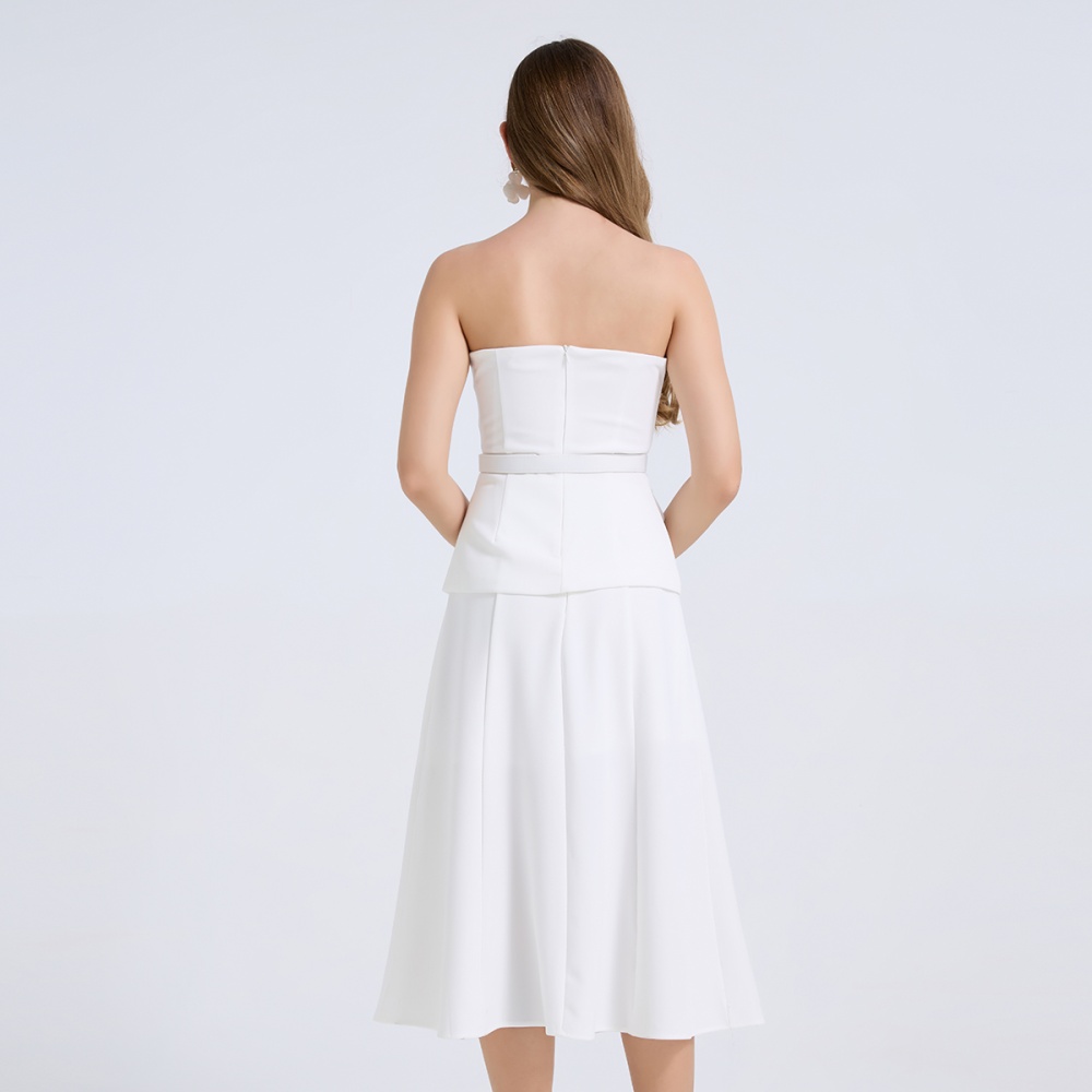 Wrapped chest skirt high waist tops 2pcs set