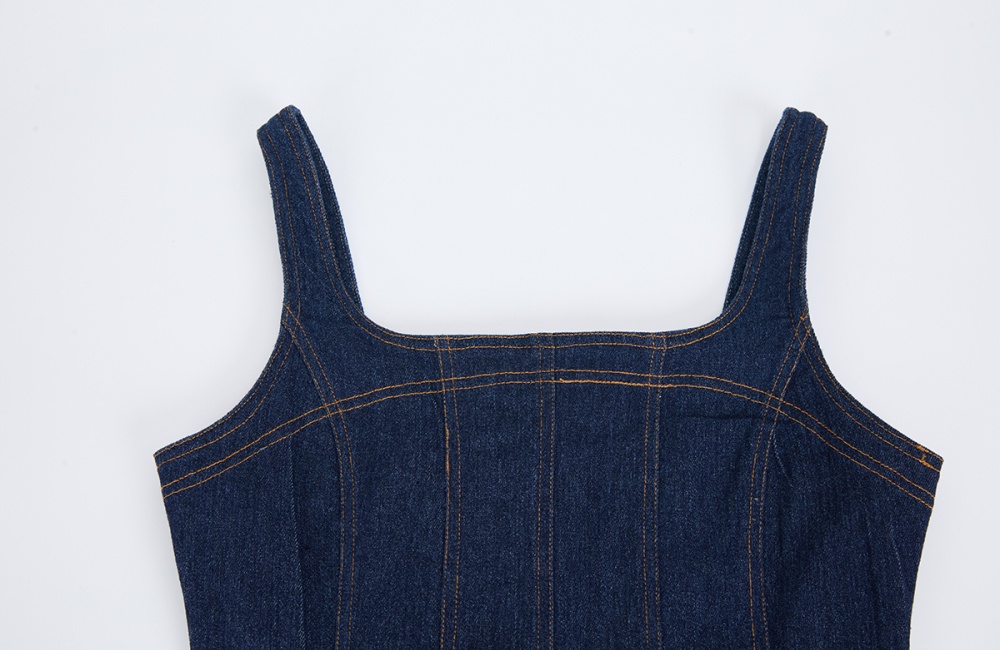 Denim bubble strap dress fashion elasticity dress