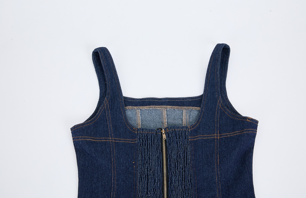 Denim bubble strap dress fashion elasticity dress