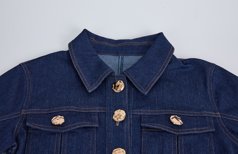 Fashion high waist jumpsuit many pocket metal buckles shirt