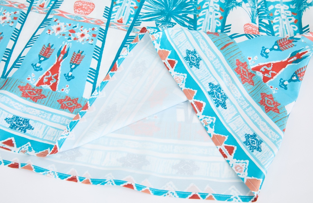 Wrapped chest A-line printing pinched waist dress