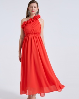 Big skirt elastic unique wrapped chest stereoscopic dress