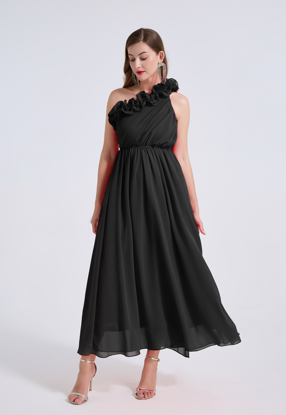 Big skirt elastic unique wrapped chest stereoscopic dress