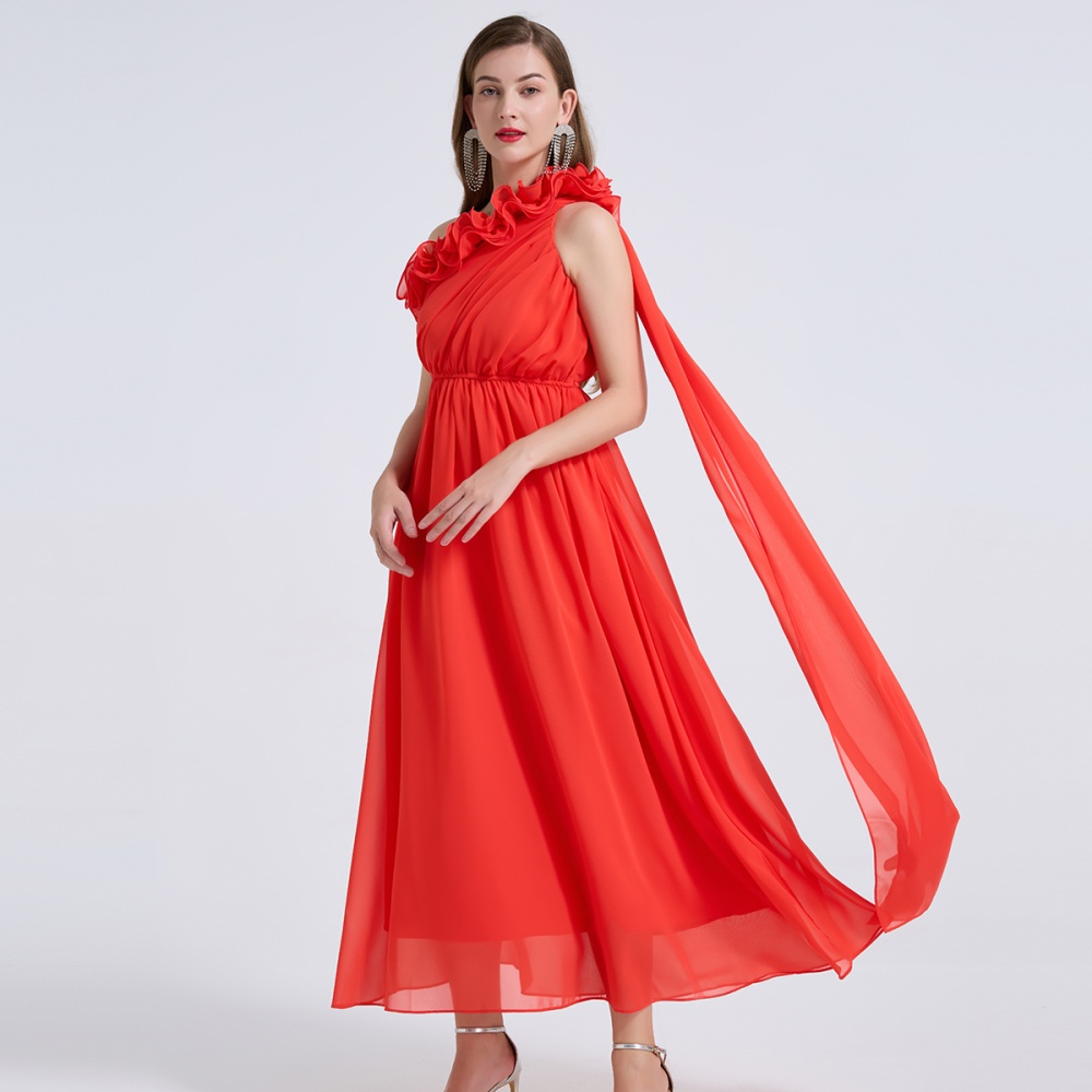Big skirt elastic unique wrapped chest stereoscopic dress