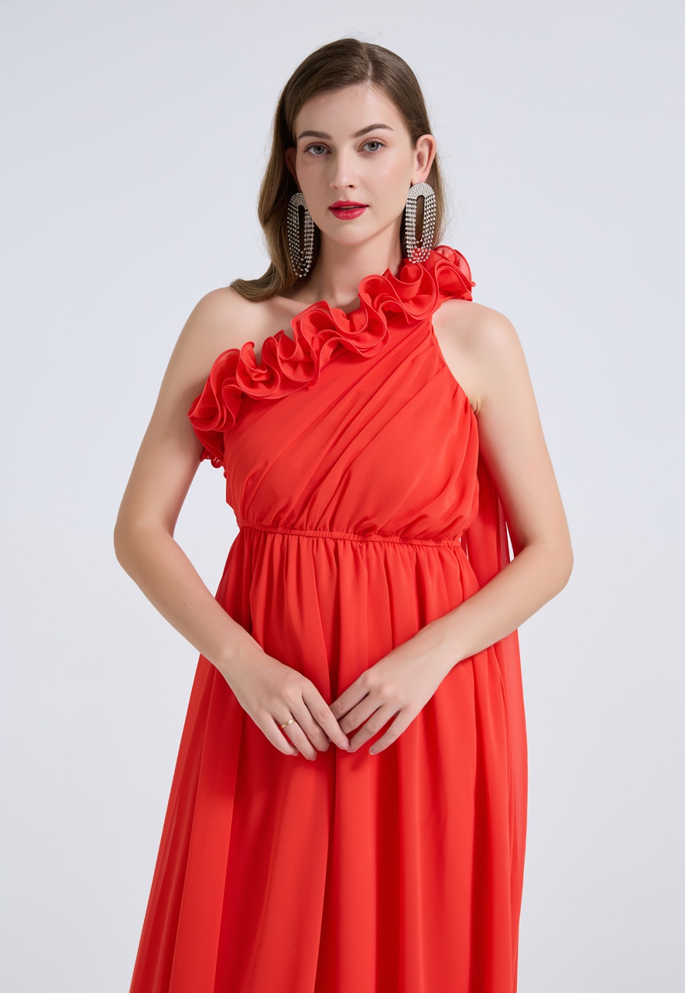 Big skirt elastic unique wrapped chest stereoscopic dress