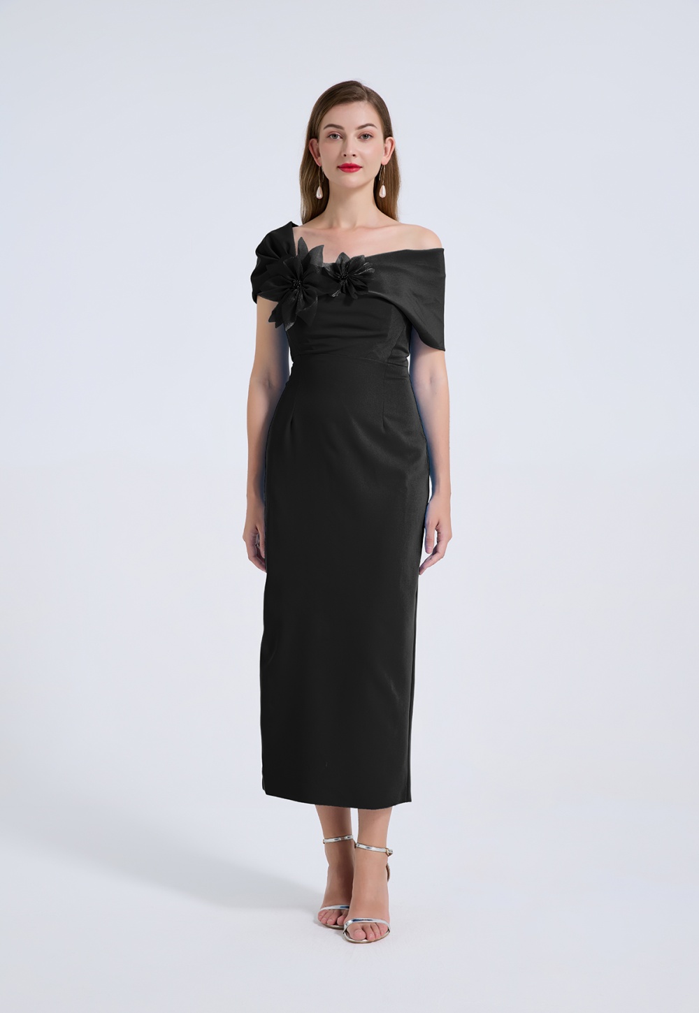 Strapless asymmetry dress sexy evening dress