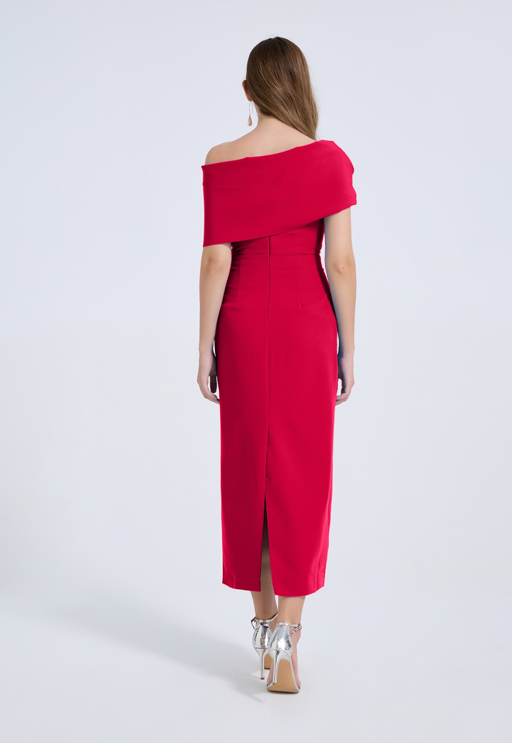 Strapless asymmetry dress sexy evening dress