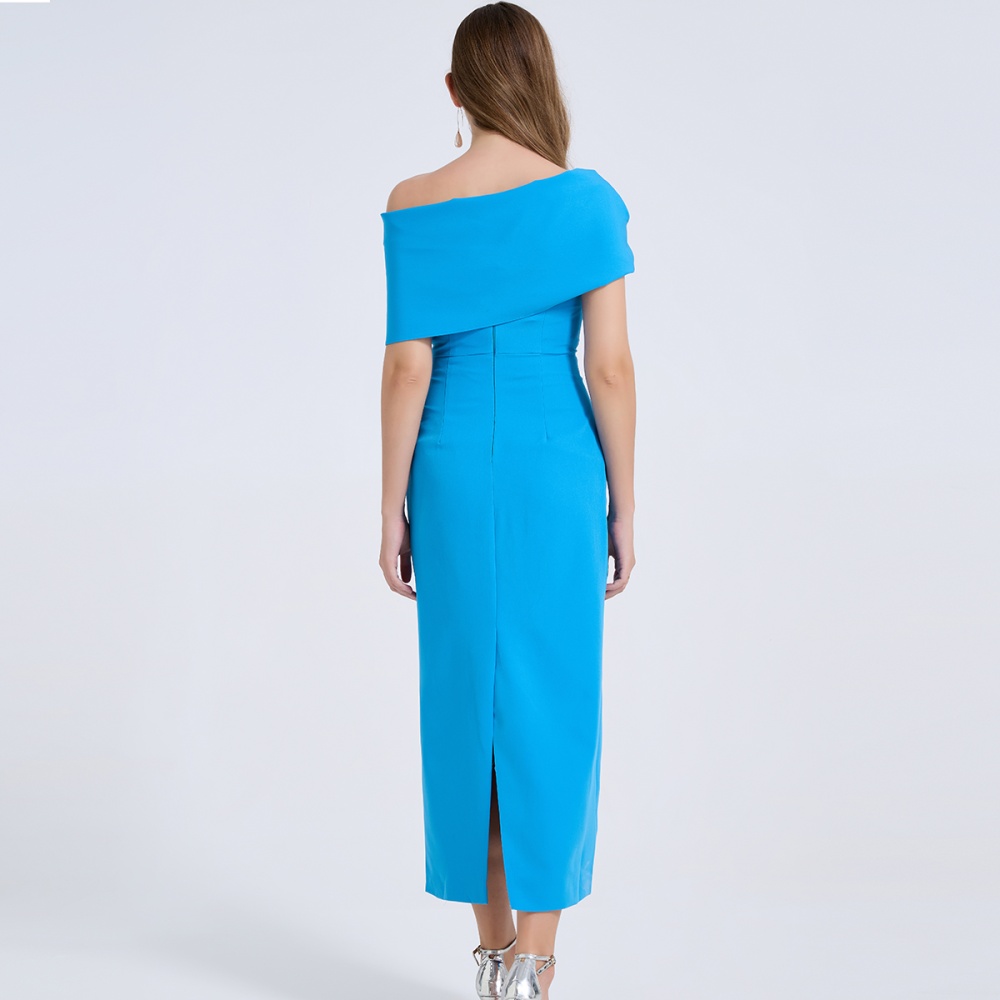 Strapless asymmetry dress sexy evening dress