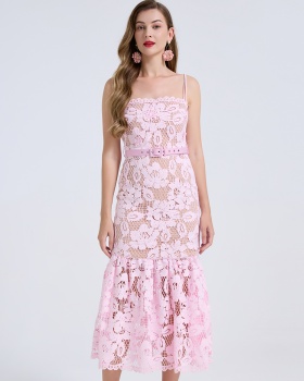 Package hip wrapped chest high waist dress