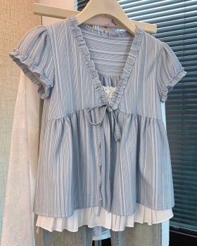 V-neck all-match tops Korean style shirt for women