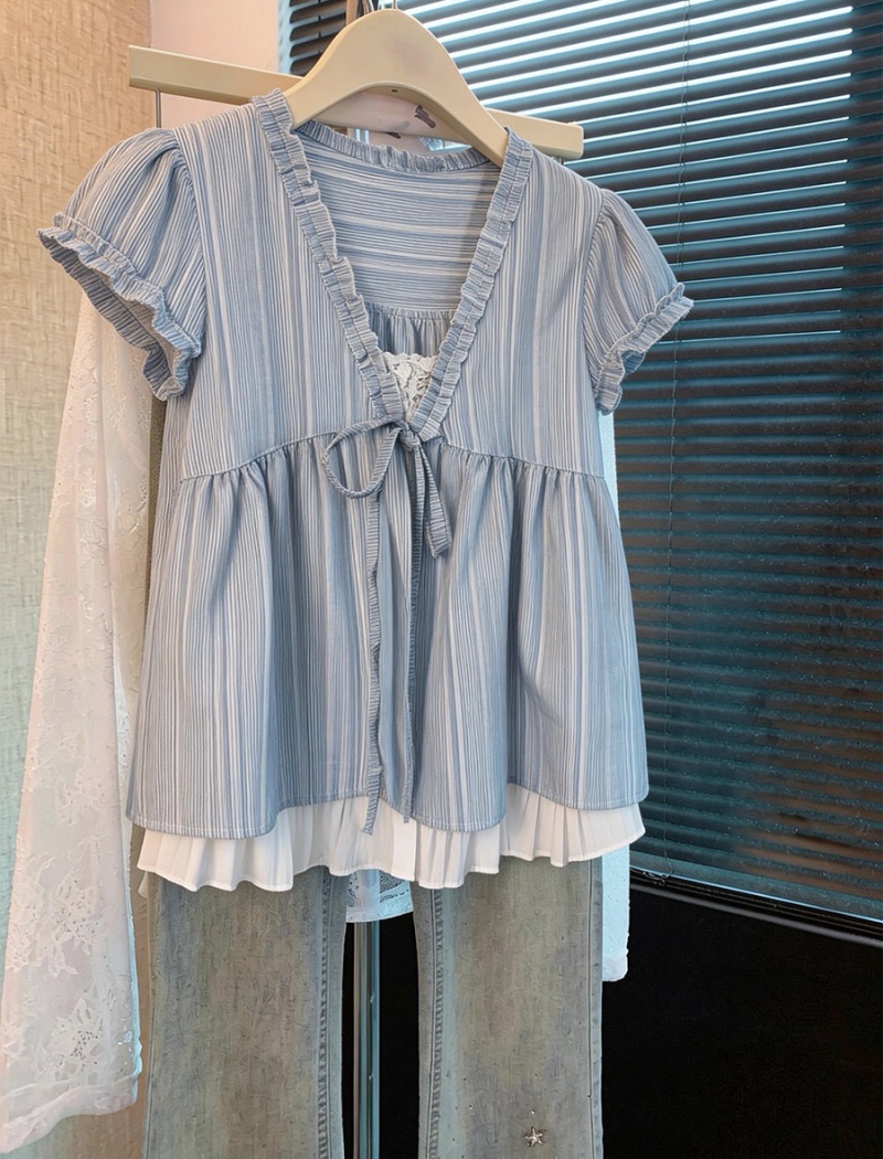V-neck all-match tops Korean style shirt for women