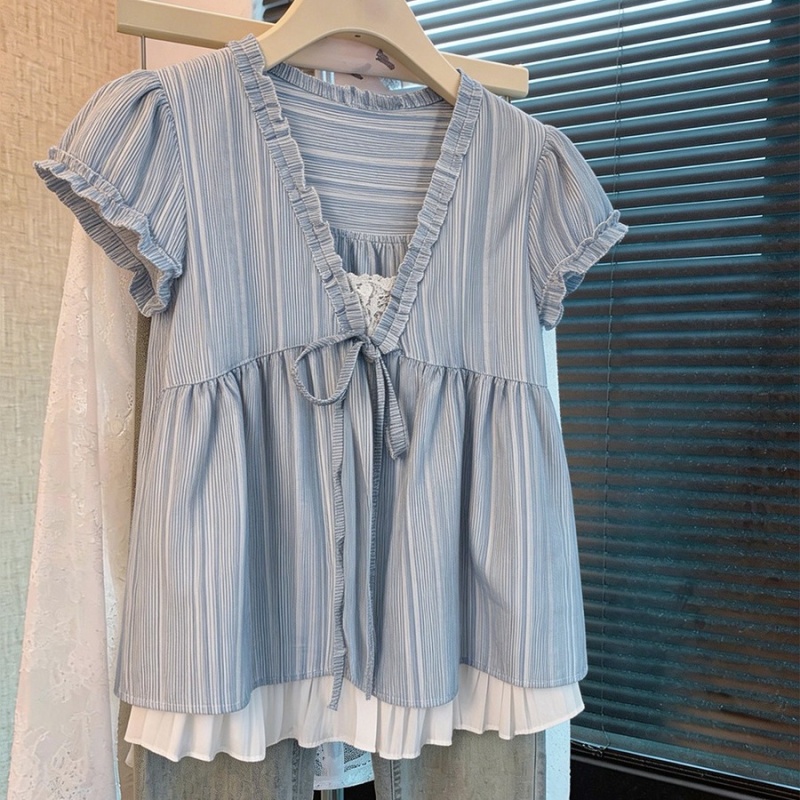 V-neck all-match tops Korean style shirt for women