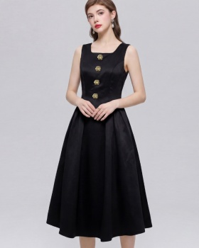 France style sleeveless long dress simple formal dress