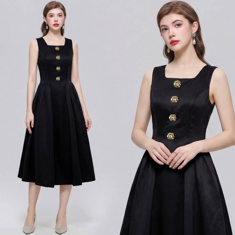 France style sleeveless long dress simple formal dress