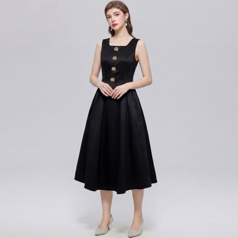 France style sleeveless long dress simple formal dress