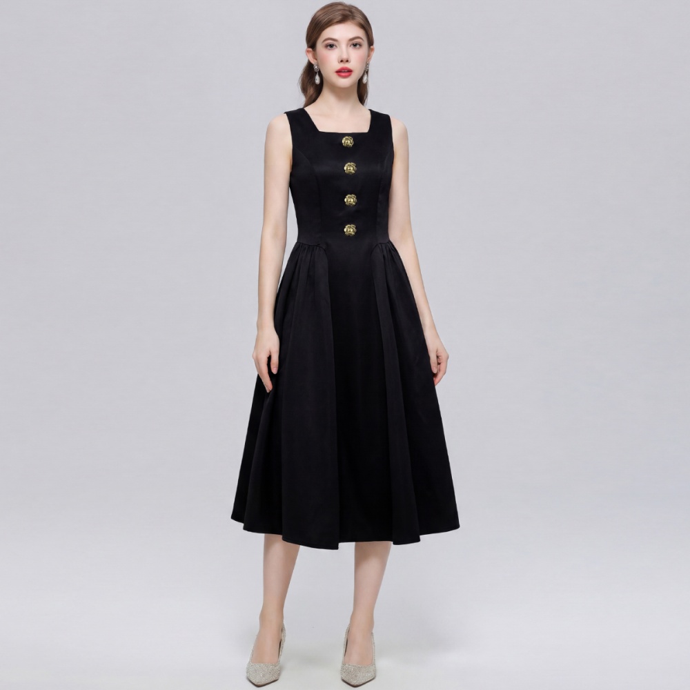 France style sleeveless long dress simple formal dress
