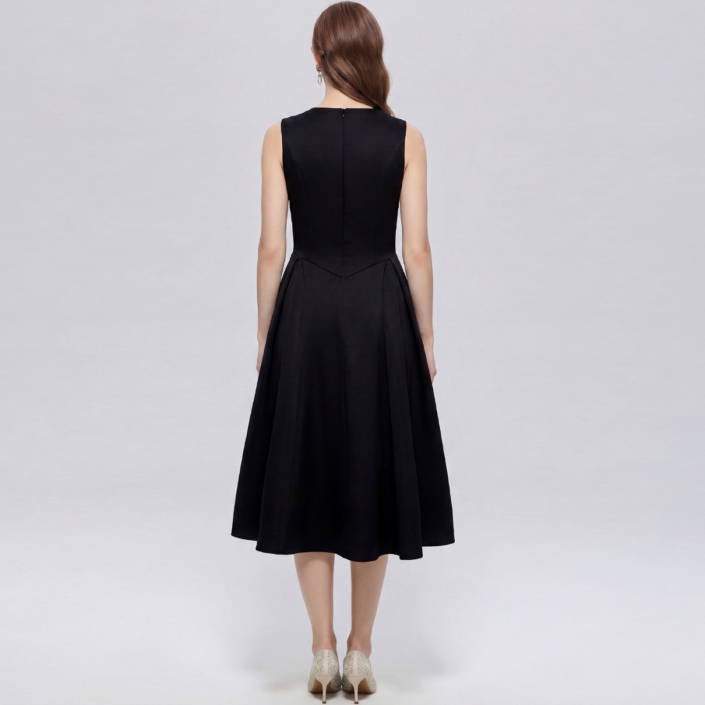 France style sleeveless long dress simple formal dress