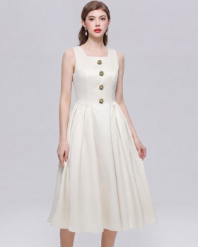 Simple slim long dress sleeveless elegant dress