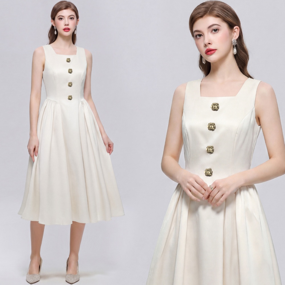 Simple slim long dress sleeveless elegant dress