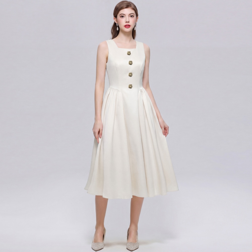 Simple slim long dress sleeveless elegant dress
