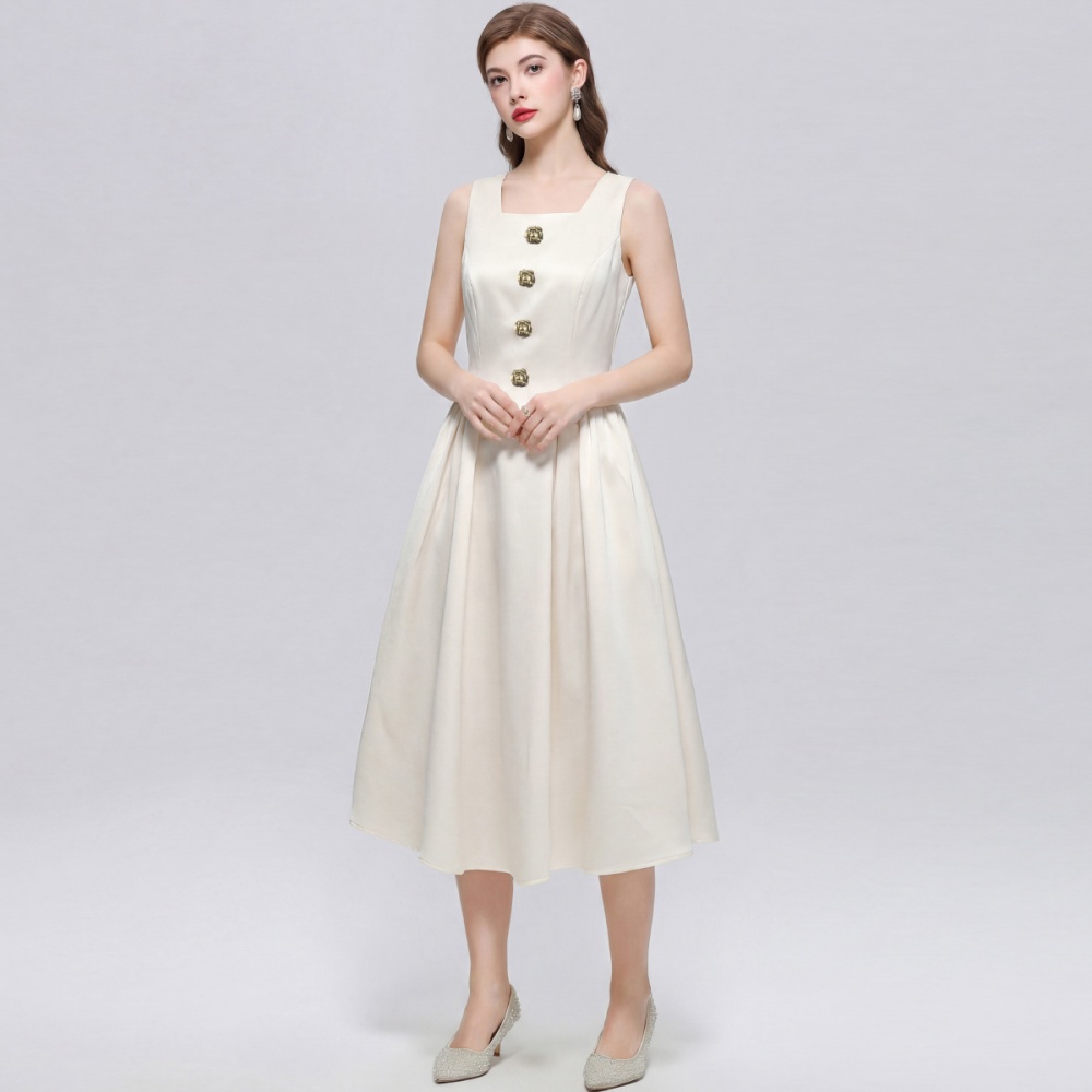 Simple slim long dress sleeveless elegant dress