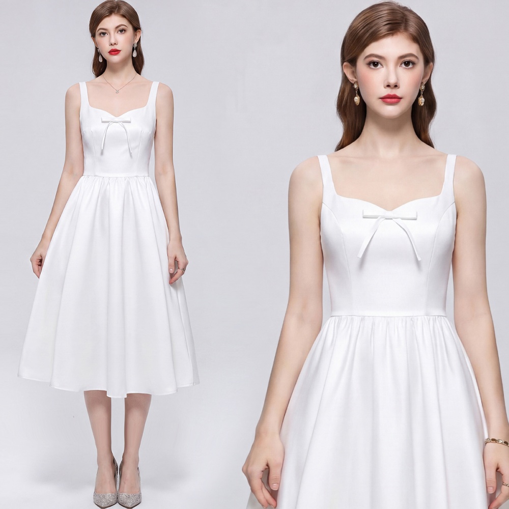 France style sleeveless formal dress sweet bow long dress