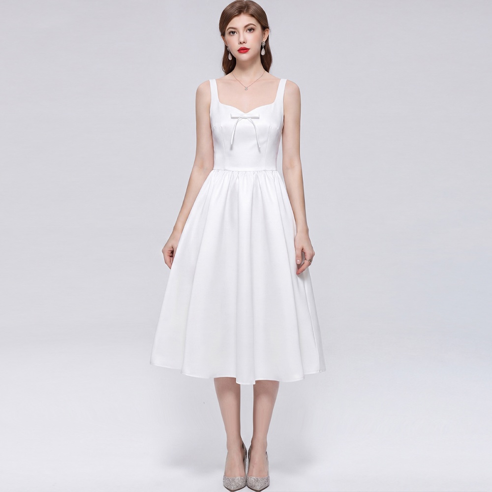 France style sleeveless formal dress sweet bow long dress