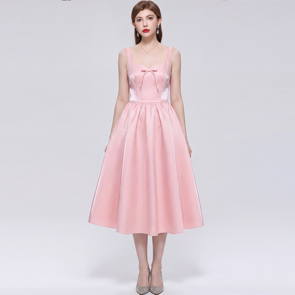 Sleeveless sweet bow long dress sling France style dress