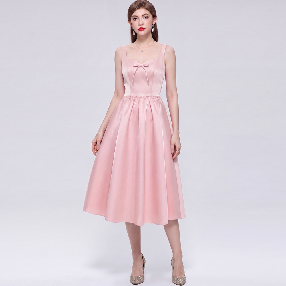 Sleeveless sweet bow long dress sling France style dress