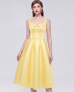 Sleeveless sweet long dress France style sling formal dress