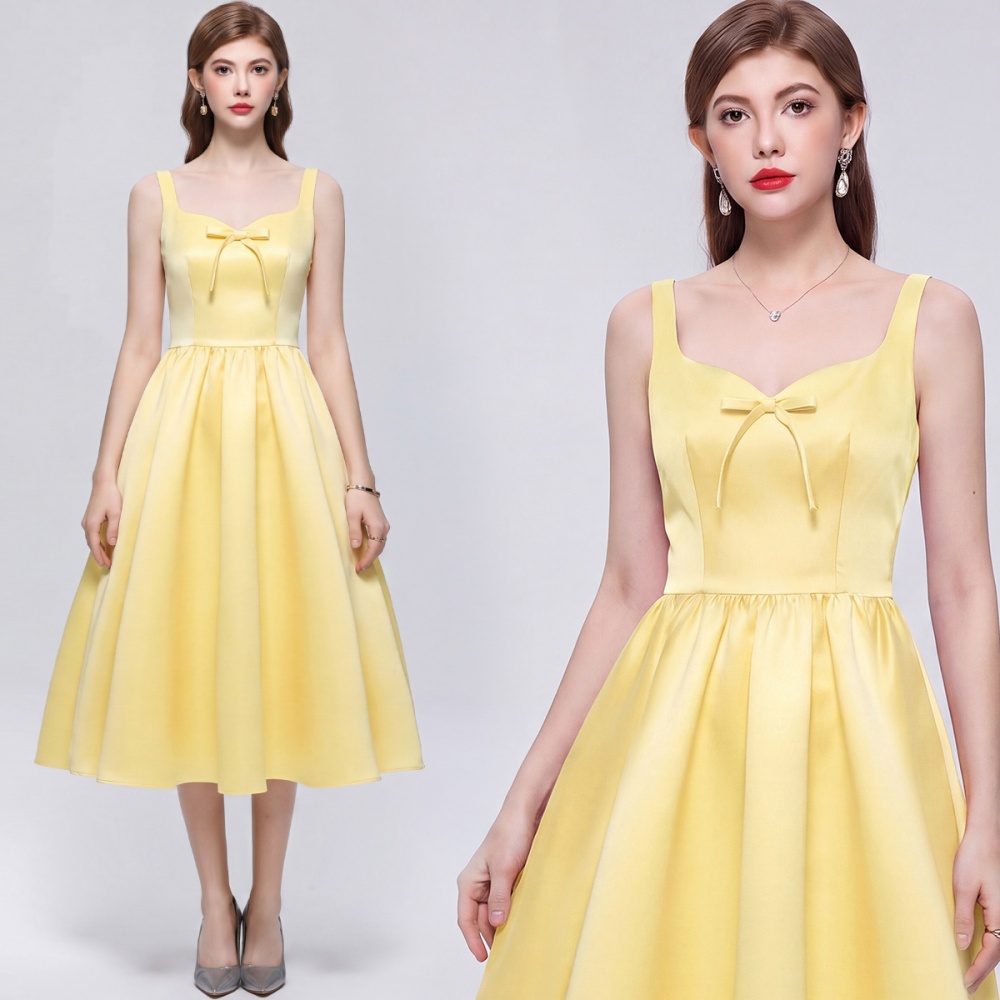 Sleeveless sweet long dress France style sling formal dress