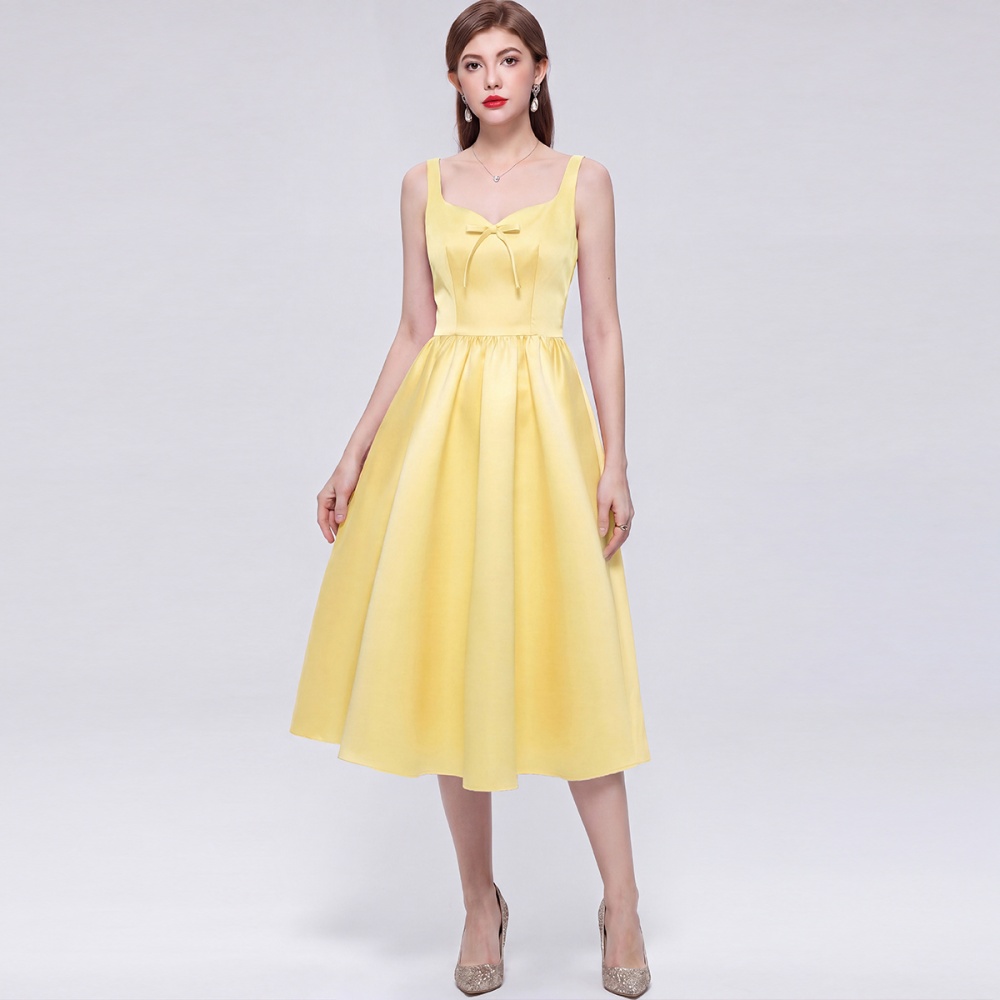 Sleeveless sweet long dress France style sling formal dress