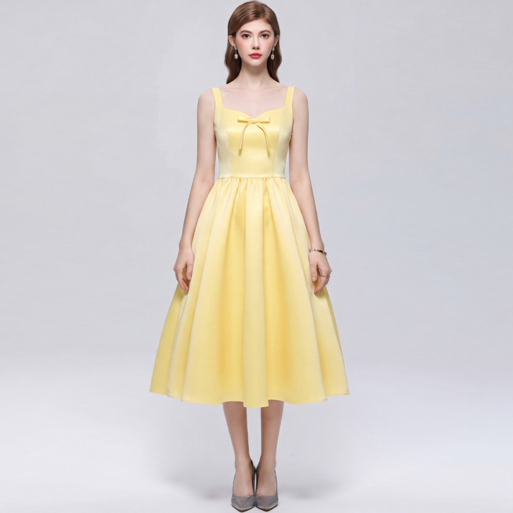 Sleeveless sweet long dress France style sling formal dress