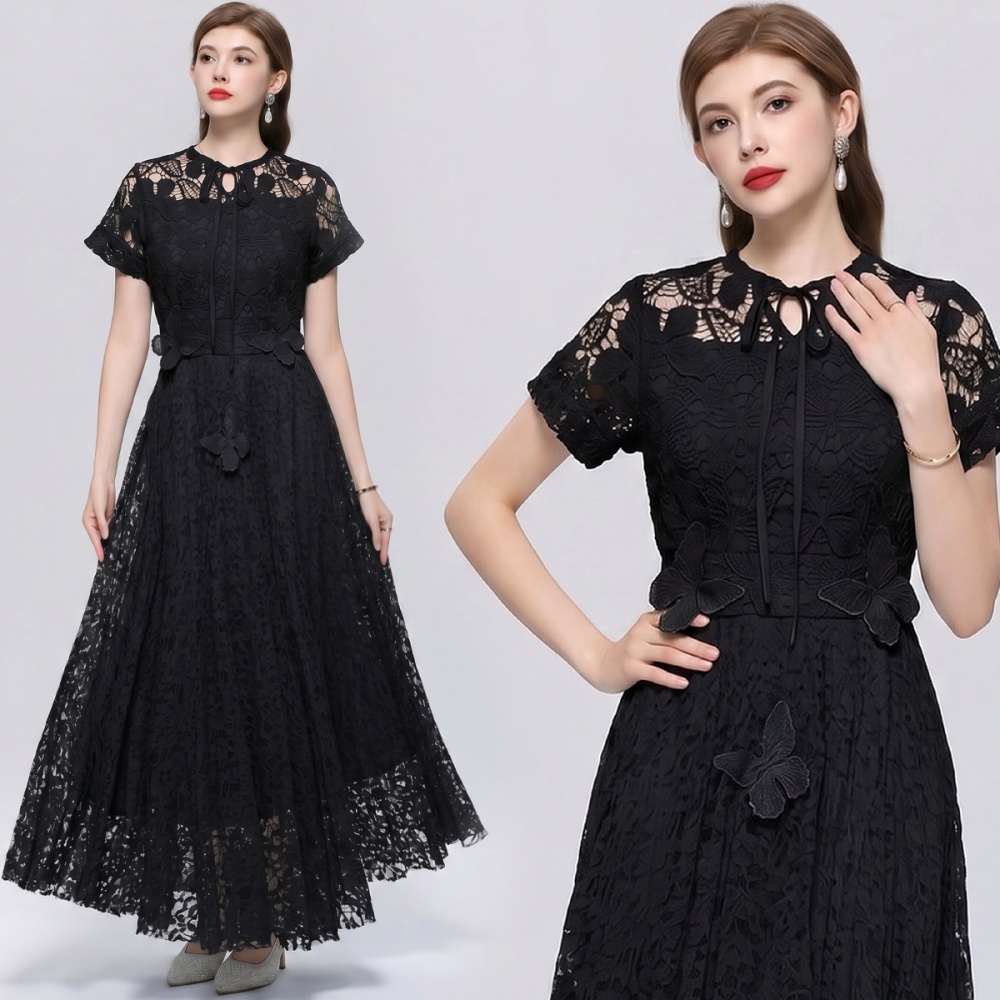 Butterfly decoration long dress embroidery dress