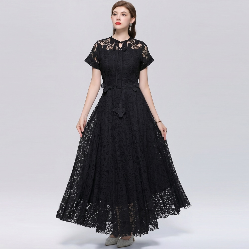 Butterfly decoration long dress embroidery dress